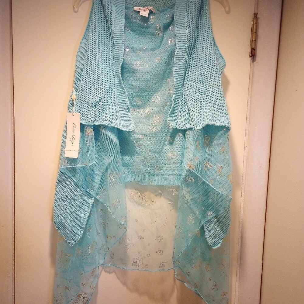 Coco Roja light blue butterfly vest o/s
